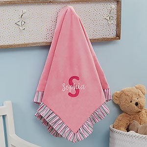 Baby Name Embroidered Pink Velour Baby Blanket