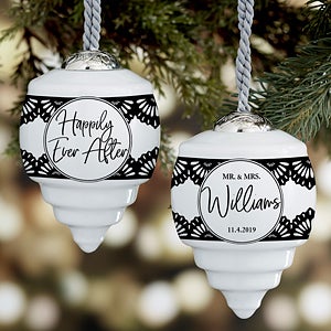 Happily Ever After Personalized Deluxe Drop Wedding Ornament