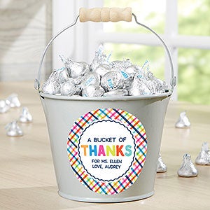 Bucket of Thanks Personalized Silver Mini Metal Bucket