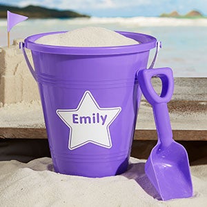 Shapes Personalized Purple Plastic Beach Pail & Shovel