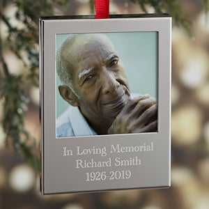 Memorial Photo Engraved Silver Picture Frame Ornament