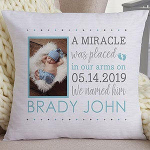 Baby Boy Story Large Photo Keepsake Pillow