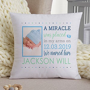 Baby Boy Story Small Photo Keepsake Pillow