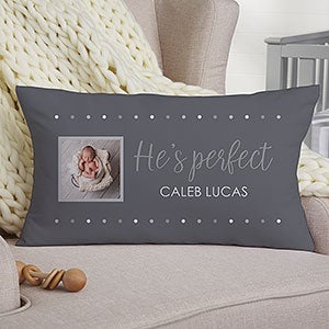 Baby Boy Story Photo Keepsake Lumbar Pillow