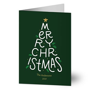 Merry Christmas Tree Holiday Card - Set of 15