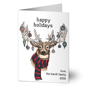 Ornament Reindeer Premium Holiday Card - Set of 15