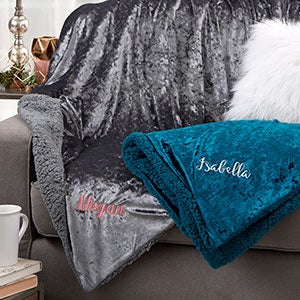 Crushed Velvet Personalized Throw Blankets