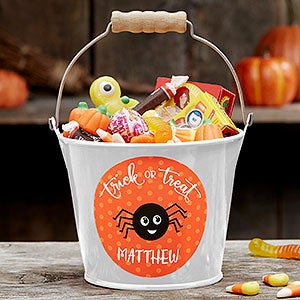 Halloween Character Personalized Halloween Treat Bucket - White