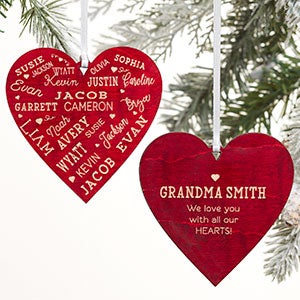 Heart Message Personalized Redl Wood Ornament