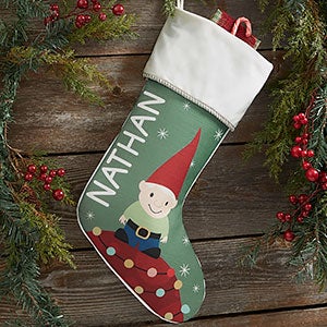 Gnome Family Personalized Ivory Christmas Stockings