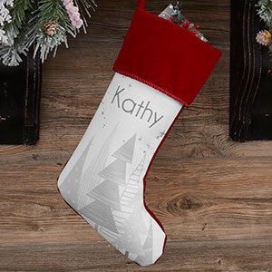 Frosty Neutrals Personalized Burgundy Christmas Stockings