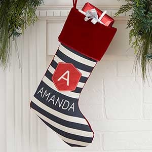 Modern Stripe Personalized Burgundy Christmas Stockings