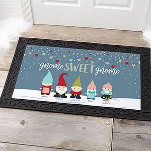 Gnome Family 20x35 Personalized Doormat