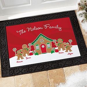 Gingerbread Family 18x27 Personalized Christmas Doormat