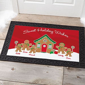 Gingerbread Family 20x35 Personalized Christmas Doormat