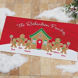 Gingerbread Family 24x48  Personalized Christmas Doormat