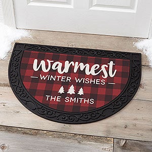 Personalized Buffalo Check Half Round Doormat - Cozy Cabin