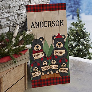 Holiday Bear Family Personalized Wood Porch Sign