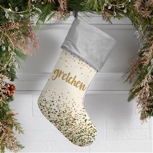 Sparkling Name Personalized Grey Christmas Stocking