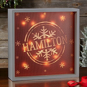 Stamped Snowflake Personalized 10x10 Grey LED Shadow Box