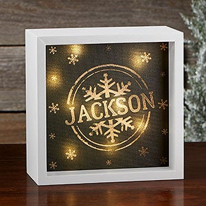 Stamped Snowflake Personalized 6x6 Ivory LED Shadow Box