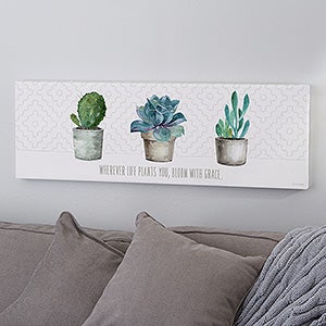 Mixed Cactus & Succulents II Personalized Canvas Print - 8x24