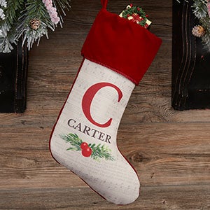 Nostalgic Noel Burgundy Initial Christmas Stockings