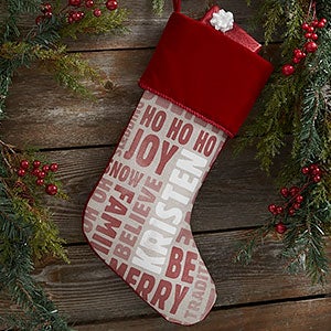 Holiday Celebration Personalized Burgundy Christmas Stockings