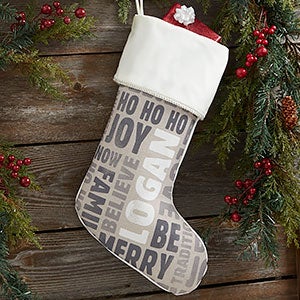 Holiday Celebration Personalized Ivory Christmas Stockings