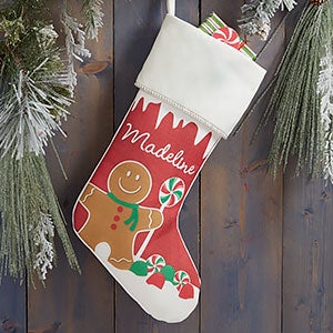 Gingerbread Characters Personalized Ivory Christmas Stockings