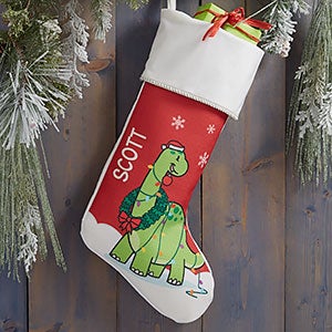 Dinosaur Personalized Ivory Christmas Stocking