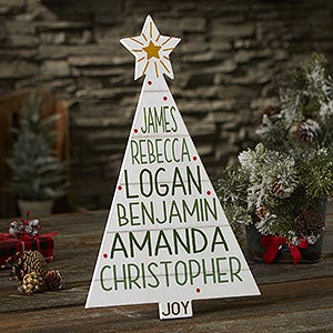 Christmas Family Tree Personalized Whitewashed Wood Tree