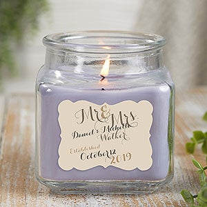 Mr & Mrs 10 oz Lilac Scented Candle Jar