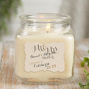 Mr & Mrs 10 oz Vanilla Bean Scented Candle Jar