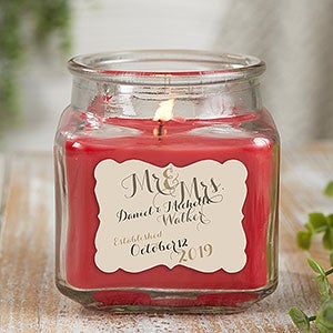 Mr & Mrs 10 oz Cinnamon Spice Scented Candle Jar