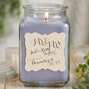 Mr & Mrs 18 oz Lilac Scented Candle Jar