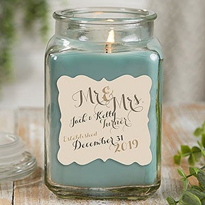 Mr & Mrs 18 oz Eucalyptus Spa Scented Candle Jar