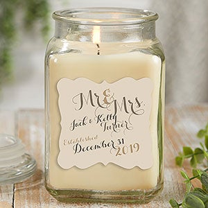 Mr & Mrs 18 oz Vanilla Bean Scented Candle Jar