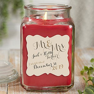 Mr & Mrs 18 oz Cinnamon Spice Scented Candle Jar