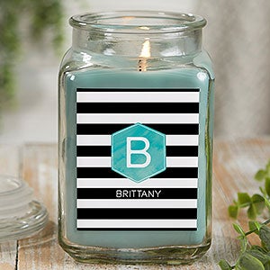 Modern Stripe 18 oz Eucalyptus Spa Scented Candle Jar