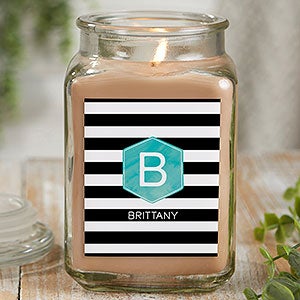 Modern Stripe 18 oz Walnut Coffee Scented Candle Jar