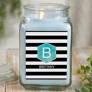 Modern Stripe 18 oz Crystal Waters Scented Candle Jar