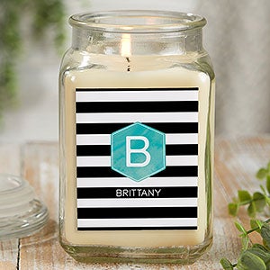 Modern Stripe 18 oz Vanilla Bean Scented Candle Jar