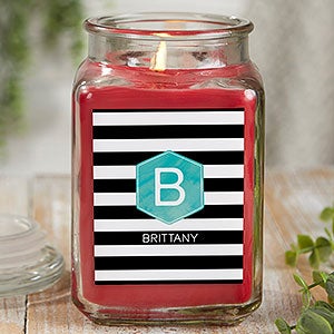 Modern Stripe 18 oz Cinnamon Spice Scented Candle Jar