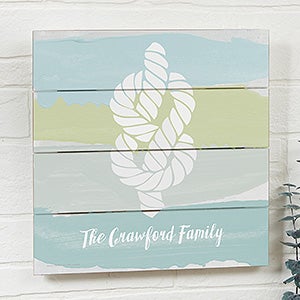 Seaside Swatch Knot Personalized 12x12 Shiplap Sign