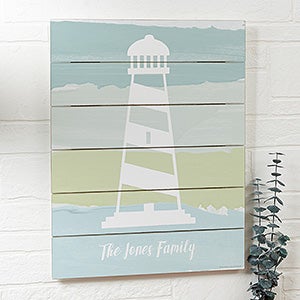 Seaside Swatch Lighthouse Personalized 16x20 Shiplap Sign