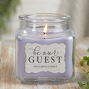 Be Our Guest Personalized 10 oz Lilac Scented Candle Jar