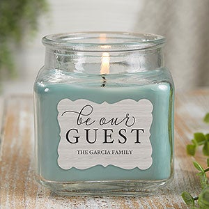 Be Our Guest Personalized 10 oz Eucalyptus Spa Candle Jar