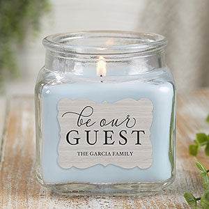 Be Our Guest Personalized 10 oz Crystal Waters Candle Jar