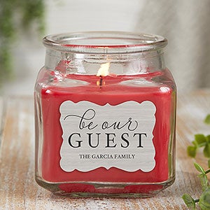 Be Our Guest Personalized 10 oz Cinnamon Spice Candle Jar